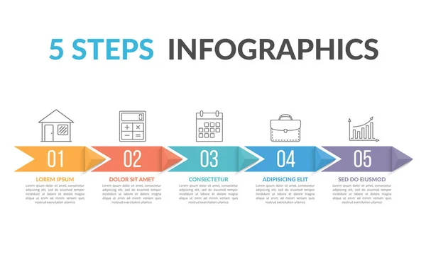 Modelo Infográfico Com Quatro Passos Com Setas Ilustração Vetorial Eps10 — Vetor de Stock