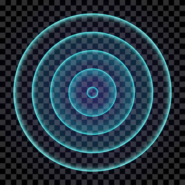 Сонар волна. Голубое кольцо. Абстрактные цифровые звуковые волны. Изолированный на прозрачной обратной стороне. — стоковый вектор
