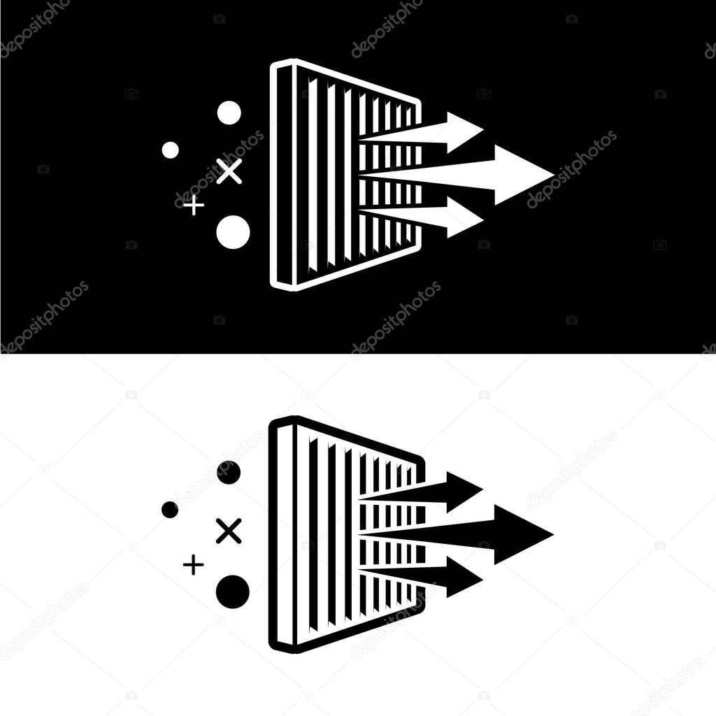Air filter icon. Clean air. Solid particle filter. Air filtration effect.Vector illustration.