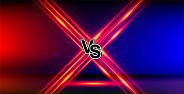 Kırmızı mavi, oyun arka planı tasarımına karşı. Dövüş gecesi. Savaşa karşı. Spor ve dövüş müsabakaları.