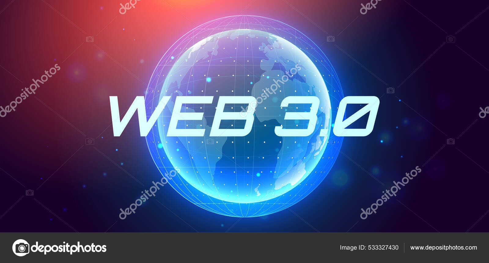 Web 3.0 text on hologram planet earth. New version of the website using  blockchain technology, cryptocurrency, and NFT art. Vector banner. Stock  Vector by ©jirihojda.email.cz 533327430