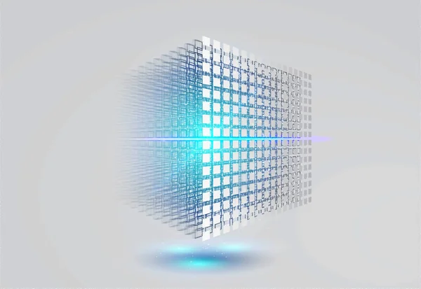 Cube Big Data. Cube géométrique 3D en petits morceaux. Stockage des données. Concept de réseau de chaînes de blocs. — Photo