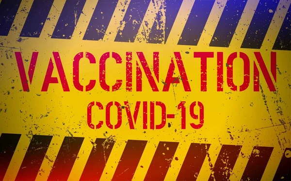 Небезпека і побоювання щодо вакцинації від коронавірусу. Вакцинація Ковід-19 текст на небезпечному тлі. Побічні ефекти вакцинації . — стоковий вектор