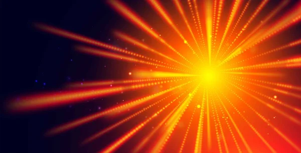 Kosmiczne tło z przyspieszeniem światła prędkości. Świecące neony do nieskończoności. Efekt powiększenia i prędkość warp ilustracji. — Wektor stockowy