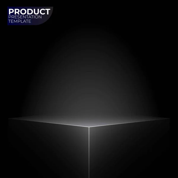 Black box stand for product display. Abstract product pedestal. Vector template. — Stockvektor