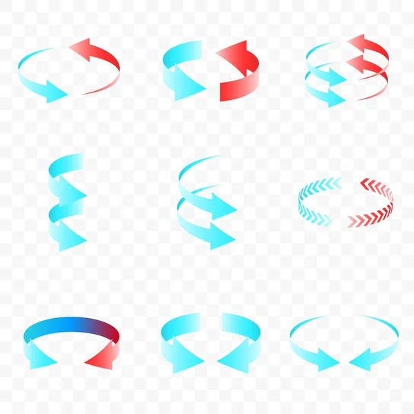 3D dönen kırmızı mavi oklar sıcaklık ve soğuğu gösteriyor. Hava akışı sirkülasyonunu gösteren bir ok seti. Infographic tasarım ögesi.