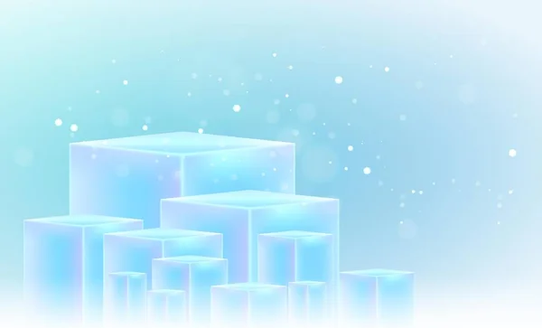 Eisfrischer Hintergrund Mit Einem Podium Form Von Eiswürfeln — Stockvektor