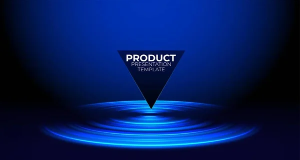 Abstrakter High Tech Hintergrund Für Displayprodukt Mit Neonglühendem Ring Boden — Stockvektor