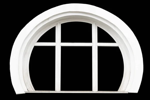 Vieille fenêtre blanche isolée sur fond noir — Photo