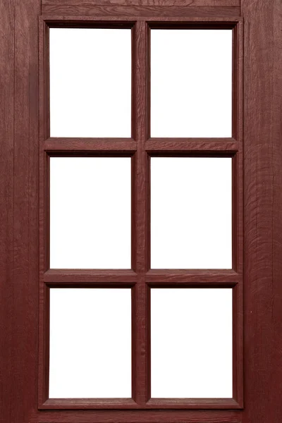Vieille fenêtre brune isolée sur fond blanc — Photo