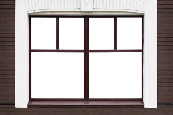 Old brown window isolated on white background — 图库照片