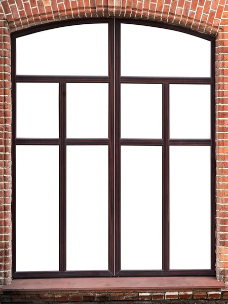Старе коричневе вікно ізольоване на білому тлі — стокове фото
