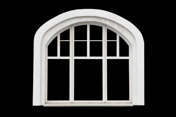 Old white window isolated on black background — Stockfoto