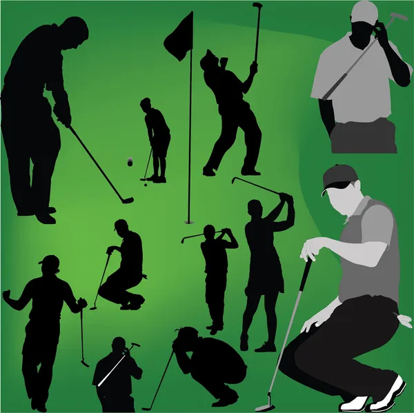 Silueta golfista - vector — Vector de stock