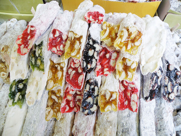 Long and Colorful Turkish Delights for Sale
