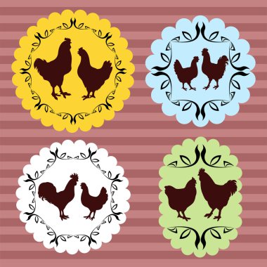 çiftlik tavuk eti ve yumurta etiketleri illüstrasyon koleksiyonu vektör