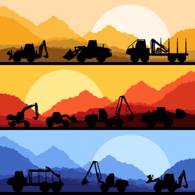otoyol kamyon vahşi doğa manzara arka plan illüstrasyon