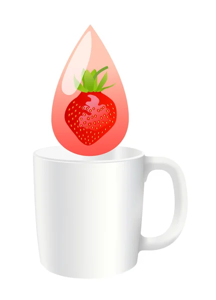 Färska jordgubbsjuice drop begrepp bakgrund vektor — Stock vektor