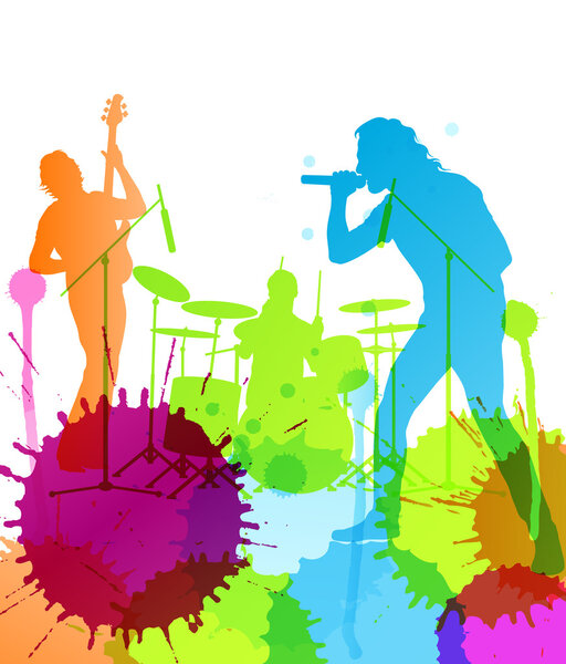 Rock pop band colorful spots and splash vector
