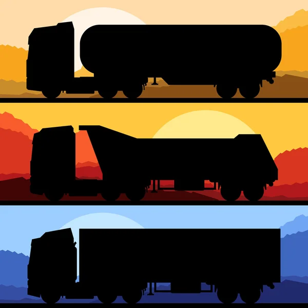 Autópálya kamion vad természet táj háttér illusztráció — Stock Vector