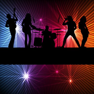 neon ile Rock band vektör arka plan