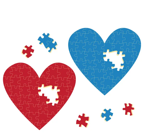 Coeur puzzle vecteur amour concept — Image vectorielle