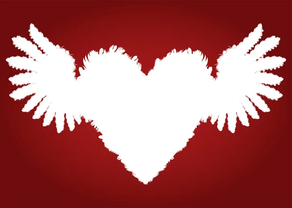 Ailes de plumes et coeur vecteur fond amour — Image vectorielle