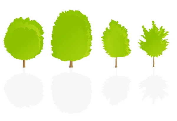 Träd detaljerad illustration samling bakgrund — Stock vektor