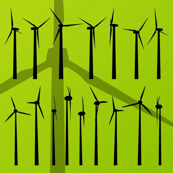 Windenergieanlagen und Windmühlen — Stockvektor