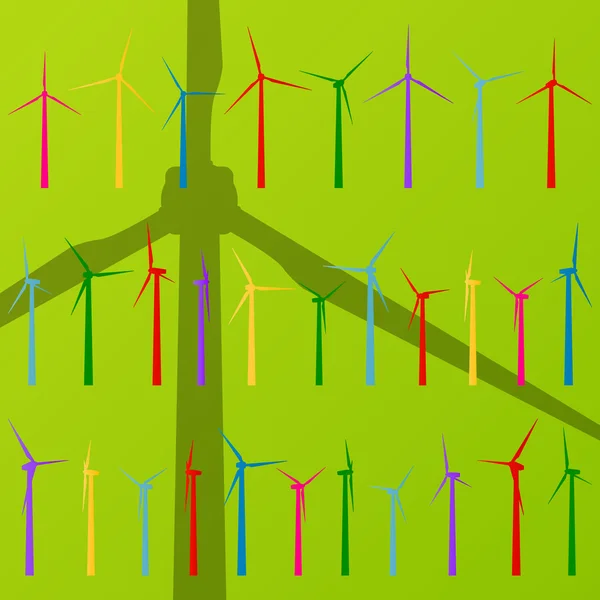 Wind electricity generators and windmills — Stock Vector