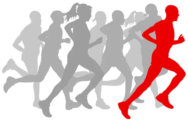 Winner finish vector background and group of runners Vector Graphics