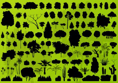 Forest trees silhouettes landscape background vector clipart