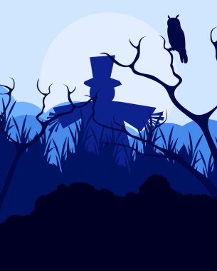 Orman vektör arka planda baykuş