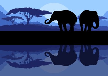 Vahşi Afrika dağ doğa manzara backgro ailede fil