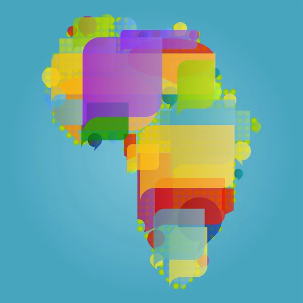 Africa continente mappa del mondo fatta di colorato discorso bolle conce — Vettoriale Stock