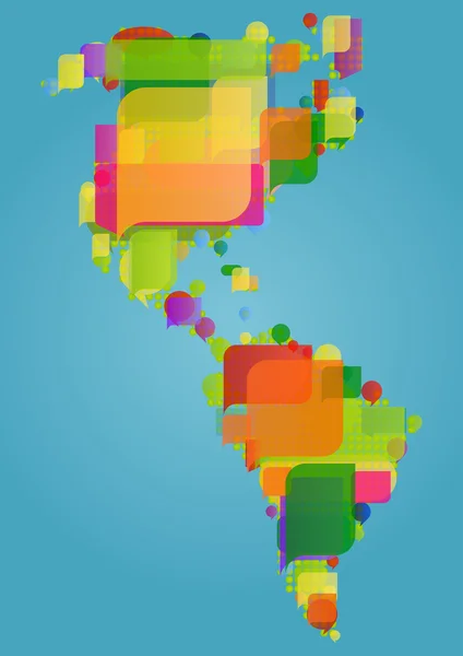 Észak-, Dél- és Közép-amerikai kontinens világtérkép, készült col — Stock Vector