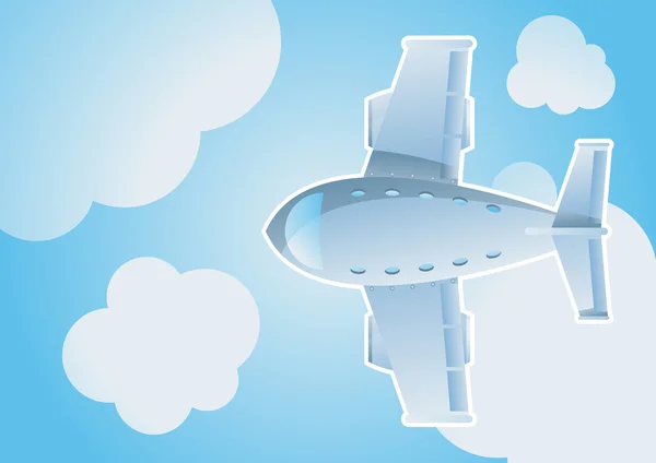 Vliegtuig in hemel cartoon achtergrond vector — Stockvector