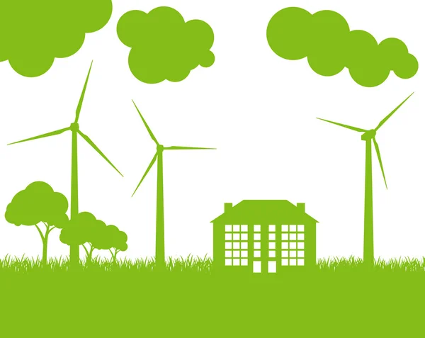 Eco zöld város ökológia vektor háttér koncepció — Stock Vector