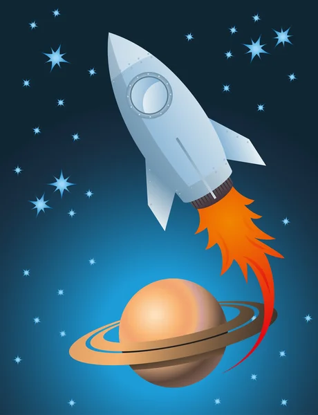 Rocket and Saturn vector background — Stock Vector