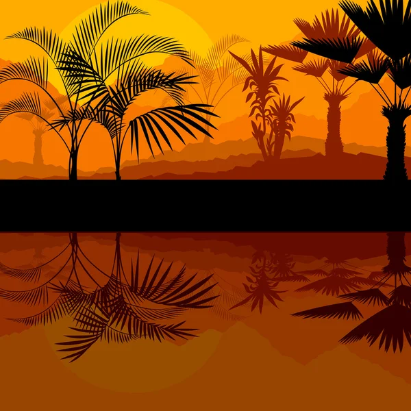 Tropical palm tree background vector — Stock Vector