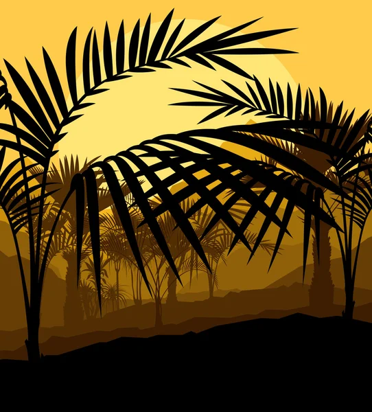 热带棕榈树背景矢量 — 图库矢量图片