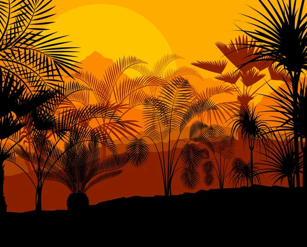 熱帯のヤシの木の背景のベクトル — ストックベクタ