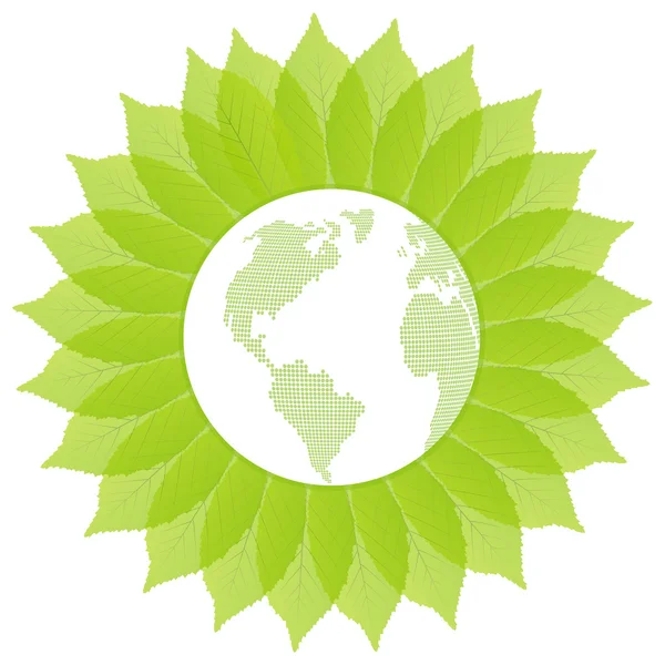 Environnement et écologie globe terrestre vecteur de feuilles — Image vectorielle