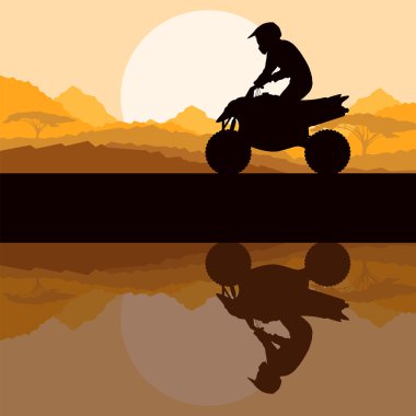 Tüm arazi aracı dört motosiklet binici vahşi doğada