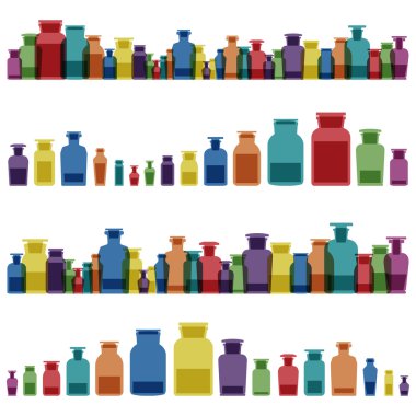 Vintage oude glas potten, flessen en geneeskunde chemie potionsl