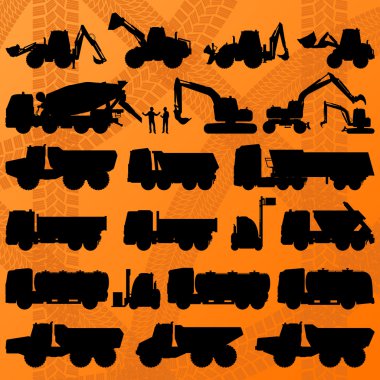 İnşaat tarak, kamyon ve ayrıntılı beton mikser kamyon