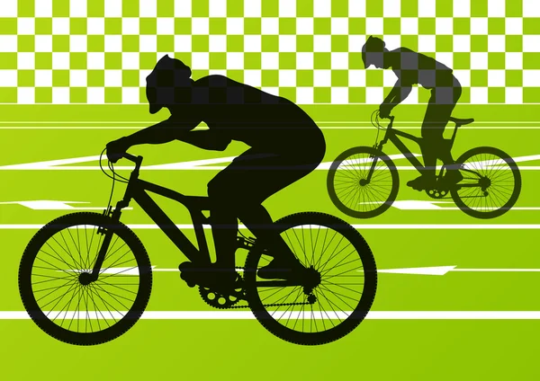 Deporte ciclistas carretera bicicleta siluetas vector — Vector de stock