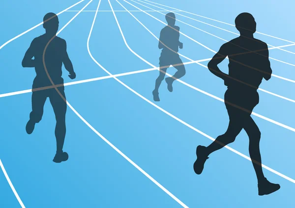Marathonläufer laufen Silhouetten Vektor — Stockvektor
