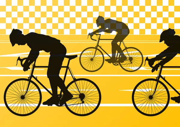 Esporte estrada ciclistas bicicleta silhuetas vetor — Vetor de Stock