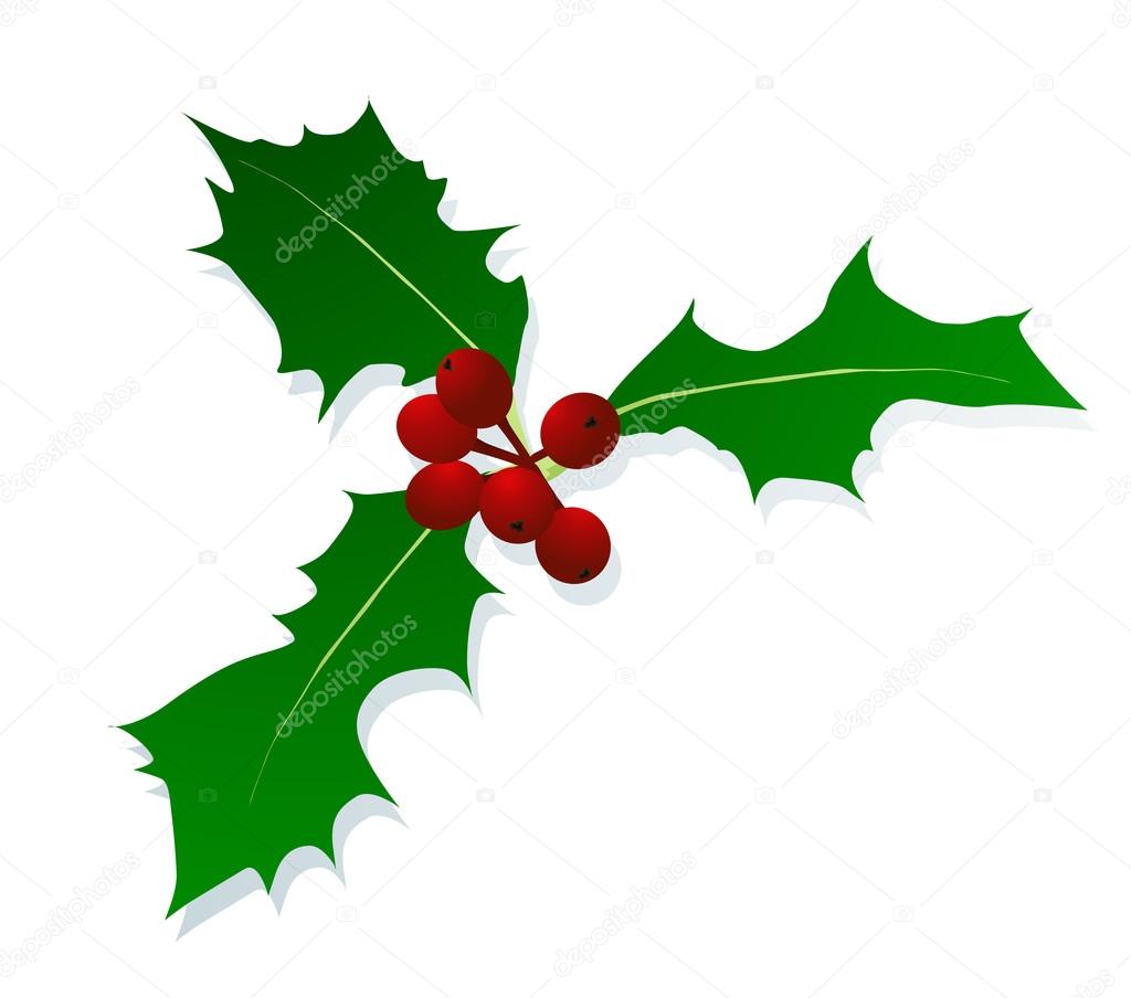 Christmas holly berry vintage holiday decoration background vect